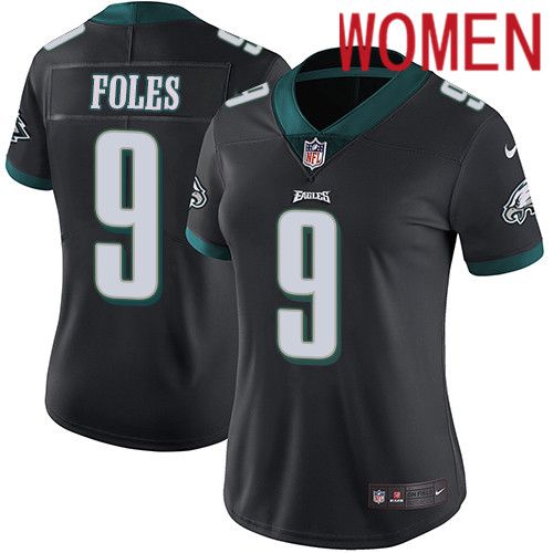 Women Philadelphia Eagles #9 Nick Foles Nike Black Vapor Limited NFL Jersey->women nfl jersey->Women Jersey